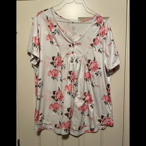Floral Top with Button Detail